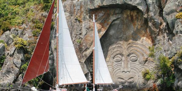 Sail on Lake Taupo Fearless - Māori Rock Carvings